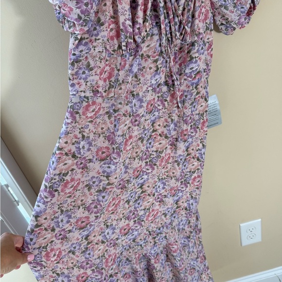 ASTR the Label Bow Tie Ruffle Dress pink purple floral Size Small NWT - Picture 3 of 7